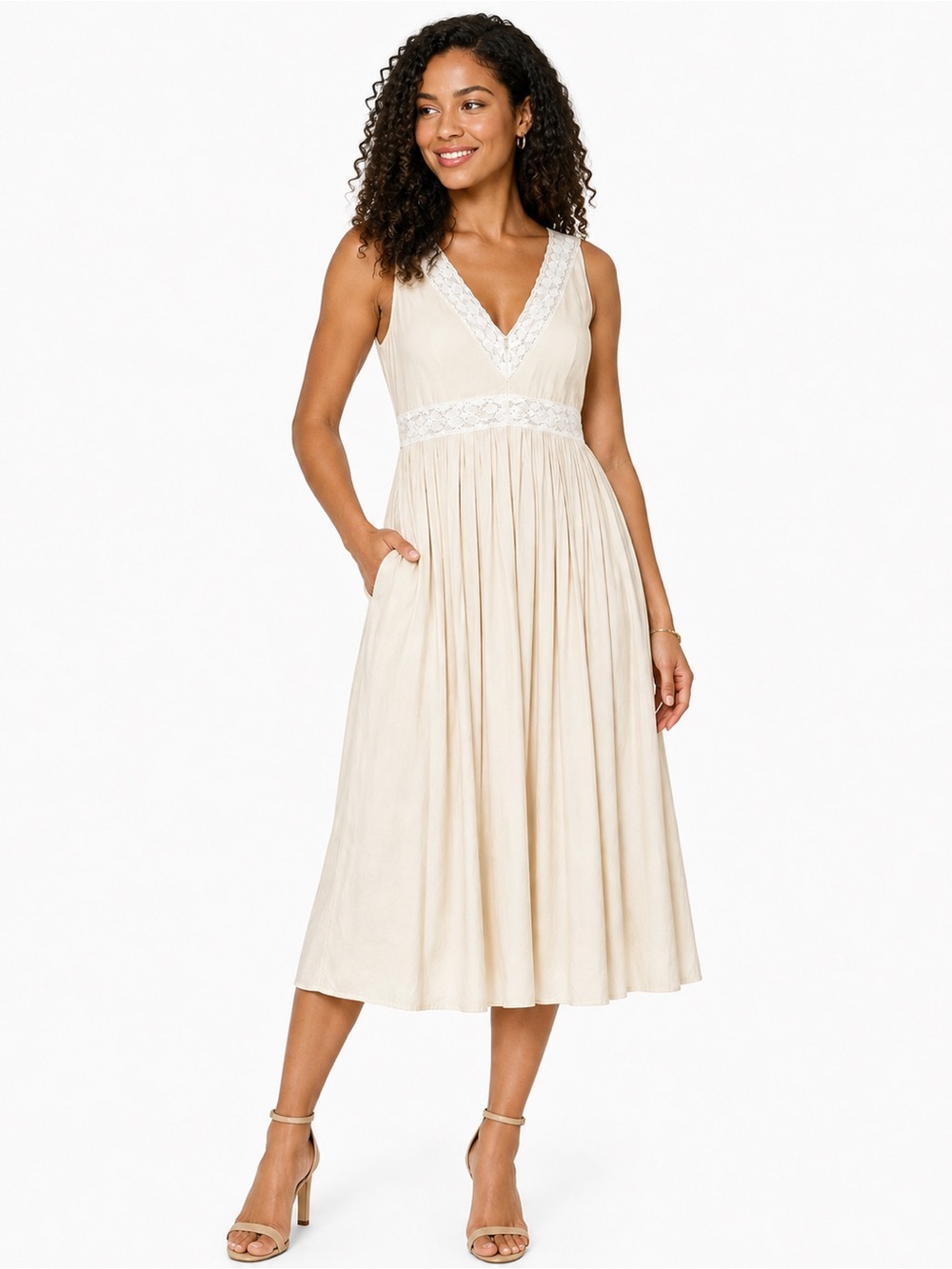 🌺 TAYLOR Linen Blend Sleeveless Fit & Flare Dress